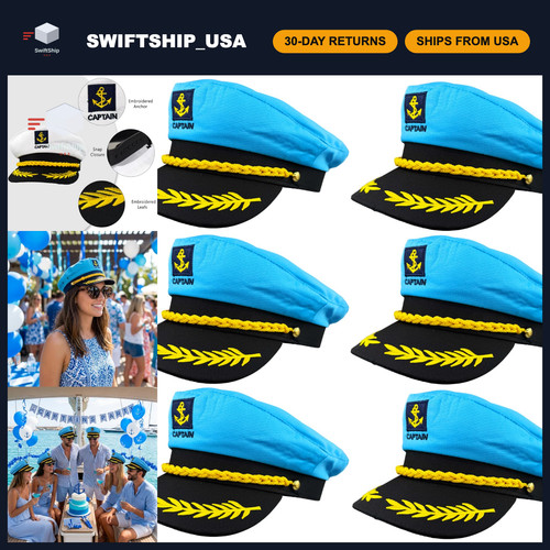 6pc nautical captain hats set - 6pc,